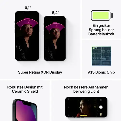 Apple iPhone 13 Mini Mitternacht 128 GB 13.7 cm (5.4 Zoll) Apple iPhone 13 Mini Mitternacht 128 GB 13.7 cm (5.4 Zoll)
