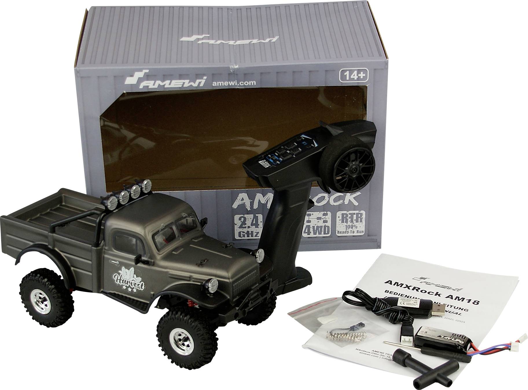Amewi AMXRock AM18 Harvest Brushed 1:18 RC Modellauto Elektro Scale Crawler RtR 2,4 GHz