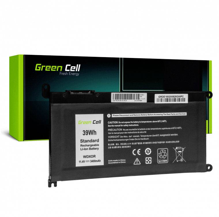 Eine wiederaufladbare 39Wh Lithium-Ionen-Batterie von Green Cell mit Modellnummer WX0R0, die für Laptops vorgesehen ist.