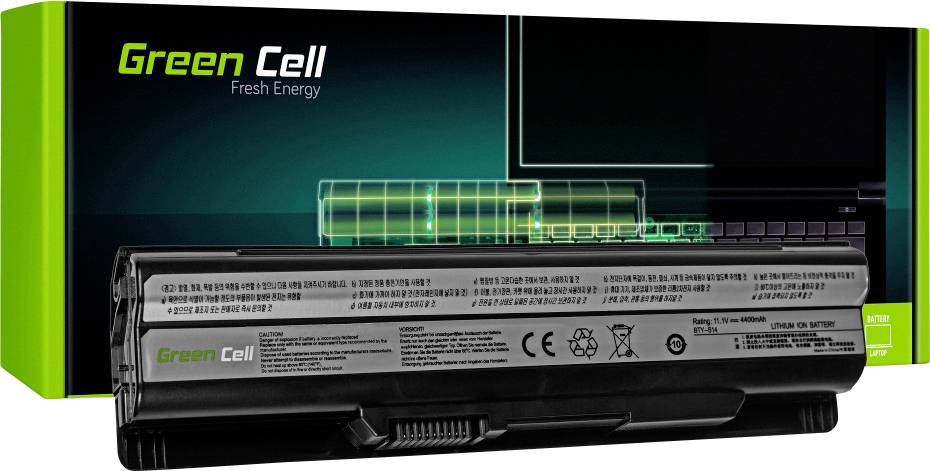 Green Cell Notebook-Akku BTY-S14 BTY-S15 11.1V 4400 mAh MSI