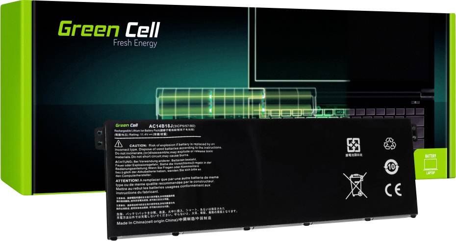 Green Cell Notebook-Akku AC14B13J AC14B13K AC14B18J 11.4V 2100 mAh Acer