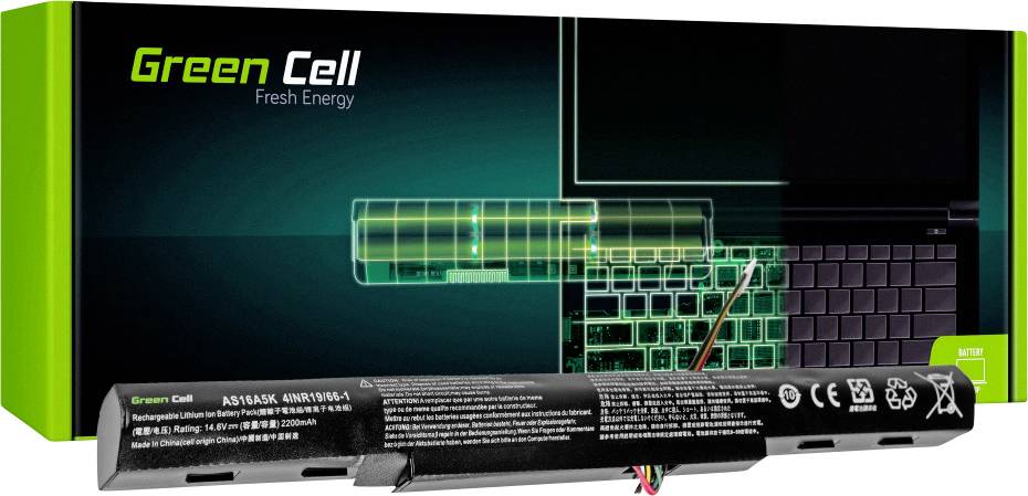 Green Cell Notebook-Akku AS16A5K AS16A7K AS16A8K 14.8V 2200 mAh Acer