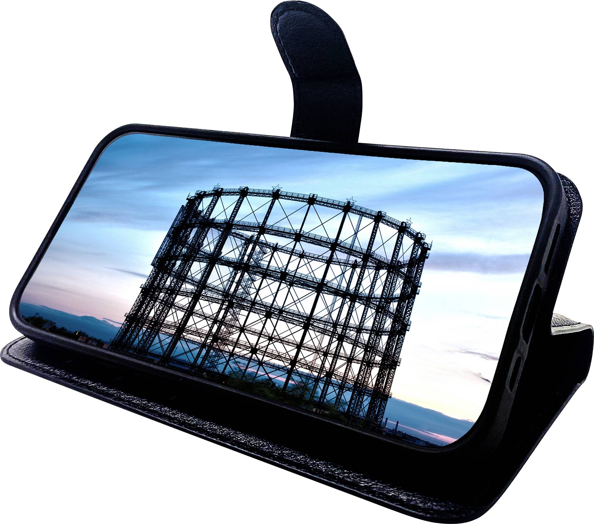 JT Berlin Schöneberg Booklet Apple iPhone 13 Pro Max Schwarz Handy Flip Case, Stoßfest