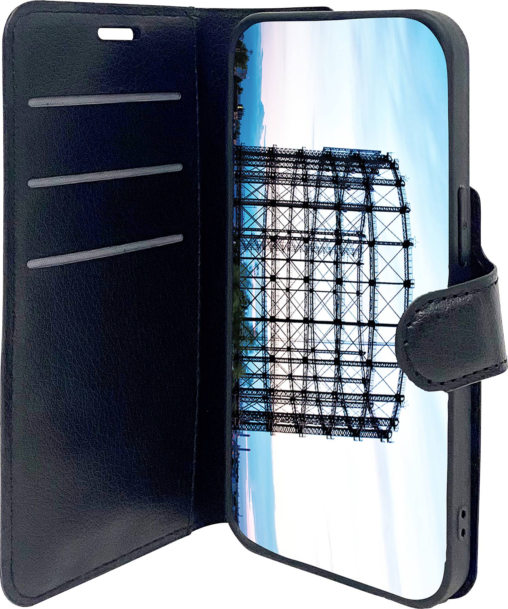 JT Berlin Schöneberg Booklet Apple iPhone 13 Pro Max Schwarz Handy Flip Case, Stoßfest