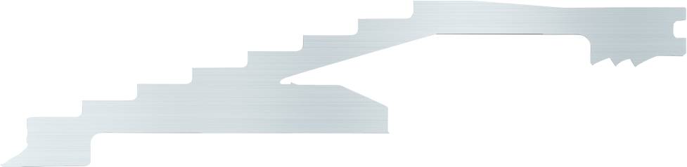 Metallsägeblatt mit ungleichmäßigen Zähnen und mehrfachen Einschnitten, geeignet für spezielle Schneidaufgaben.