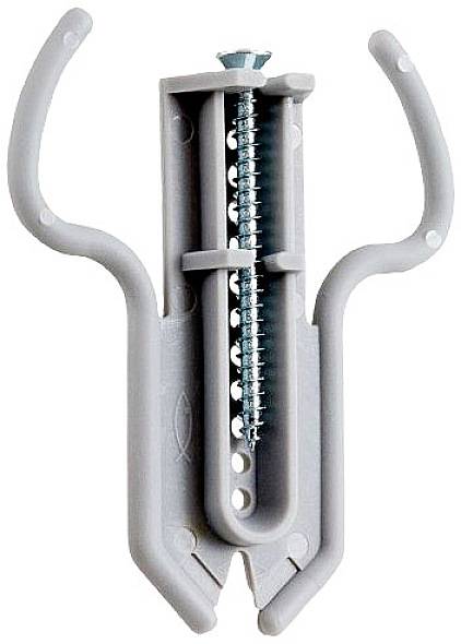 Ein grauer Hohlraumdübel mit Schraube, entworfen für sicheren Halt in Wänden.