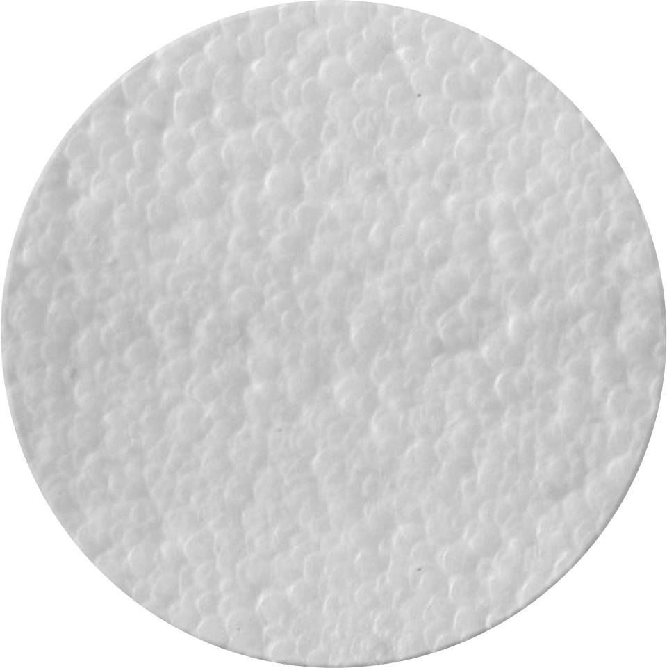 Eine weiße, runde Textur mit ungleichmäßiger, blasenartiger Oberfläche, erinnert an Polystyrolmaterial oder ähnliche Verpackungen.
