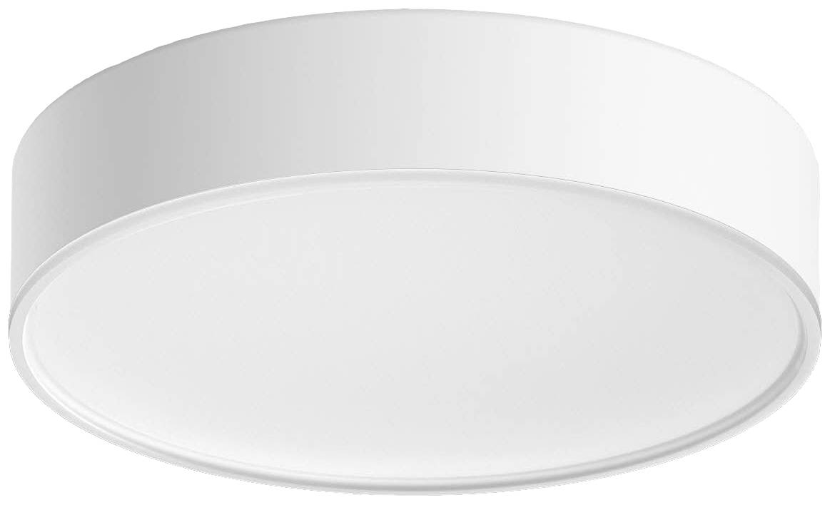Weiße runde Deckenleuchte mit schlichtem, modernem Design.