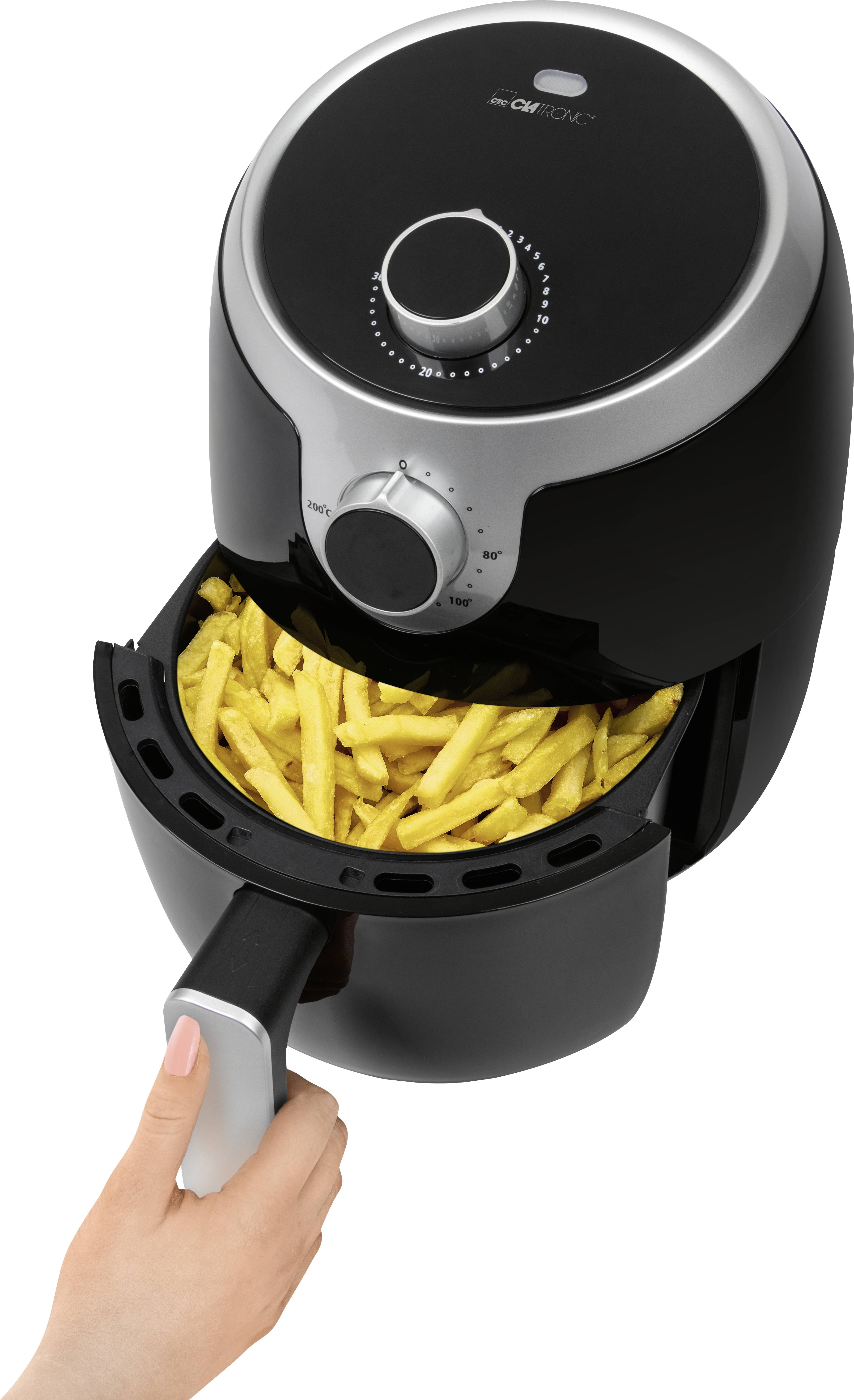 Clatronic FR 3769 H Heißluft-Fritteuse 1.8l 1000W Schwarz, Silber