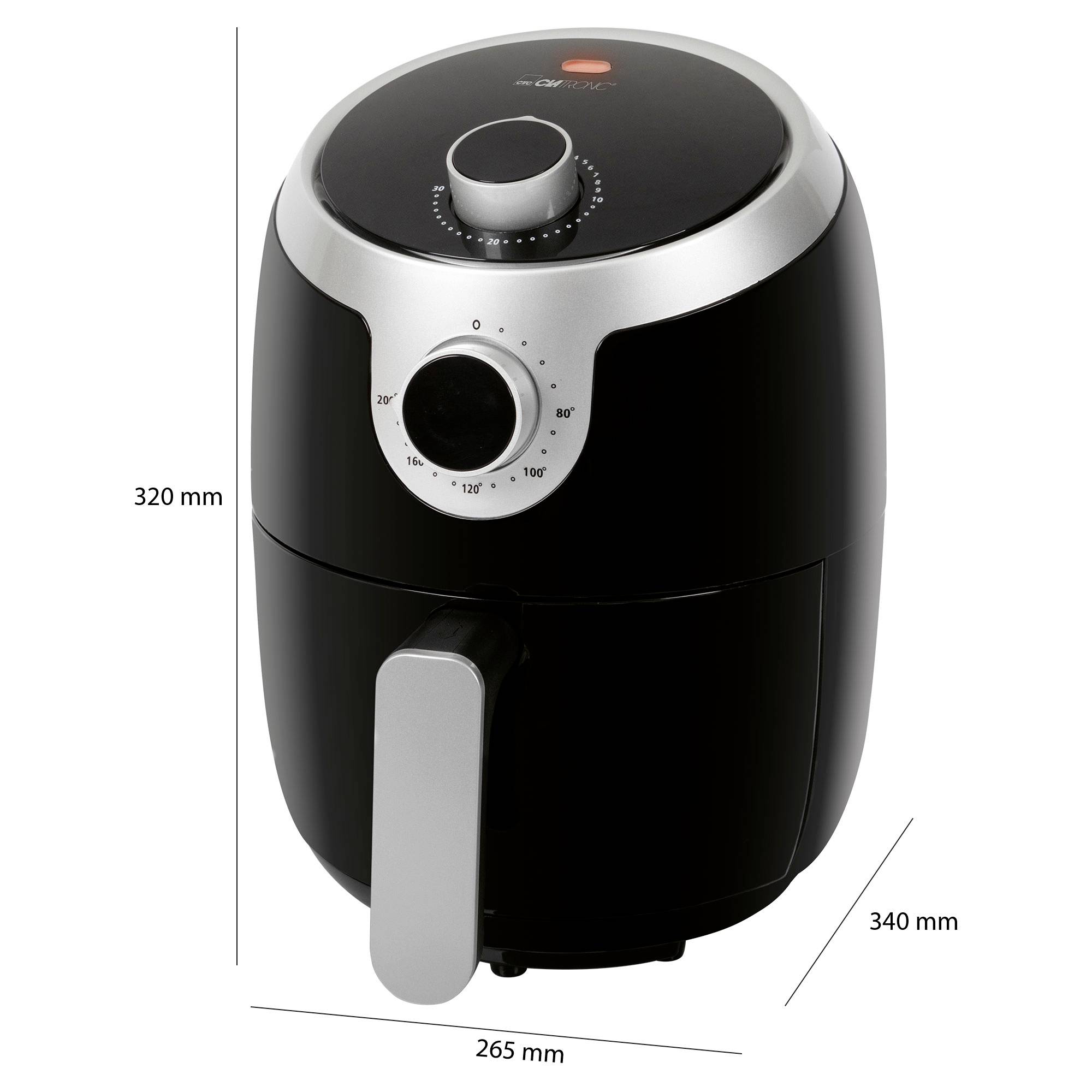 Clatronic FR 3769 H Heißluft-Fritteuse 1.8l 1000W Schwarz, Silber