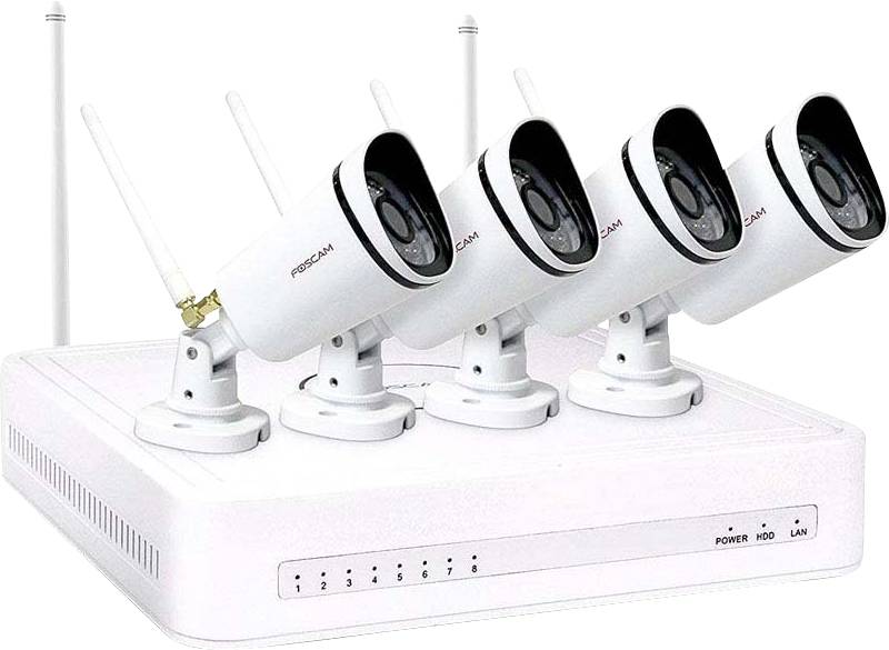 Foscam FN7108W-B4-N fs108w WLAN IP-Überwachungskamera-Set 8-Kanal mit 4 Kameras 1920 x 1080 Pixel