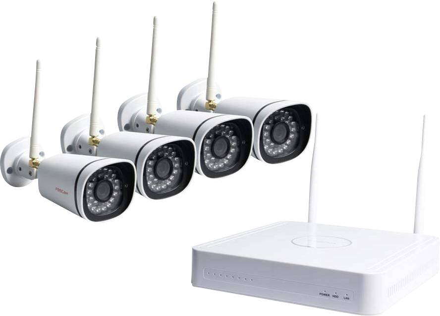 Foscam FN7108W-B4-N fs108w WLAN IP-Überwachungskamera-Set 8-Kanal mit 4 Kameras 1920 x 1080 Pixel