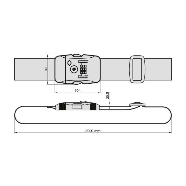 Basi 0006-0321 Koffergurt 50mm TSA Zahlenschloss
