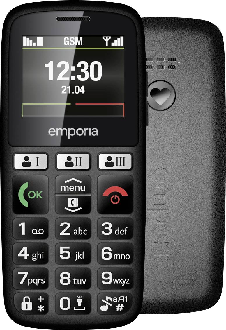 Emporia HAPPY 2G 32 MB Schwarz 3.4 cm (1.33 Zoll) Senioren-Smartphone