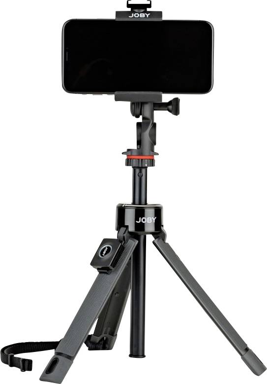 JOBY GripTight™ PRO TelePod™ Tripod 1/4 Zoll Arbeitshöhe=20.8 - 63.5 cm Schwarz Für Smartphones und GoPro, inkl. Smartphonehalter