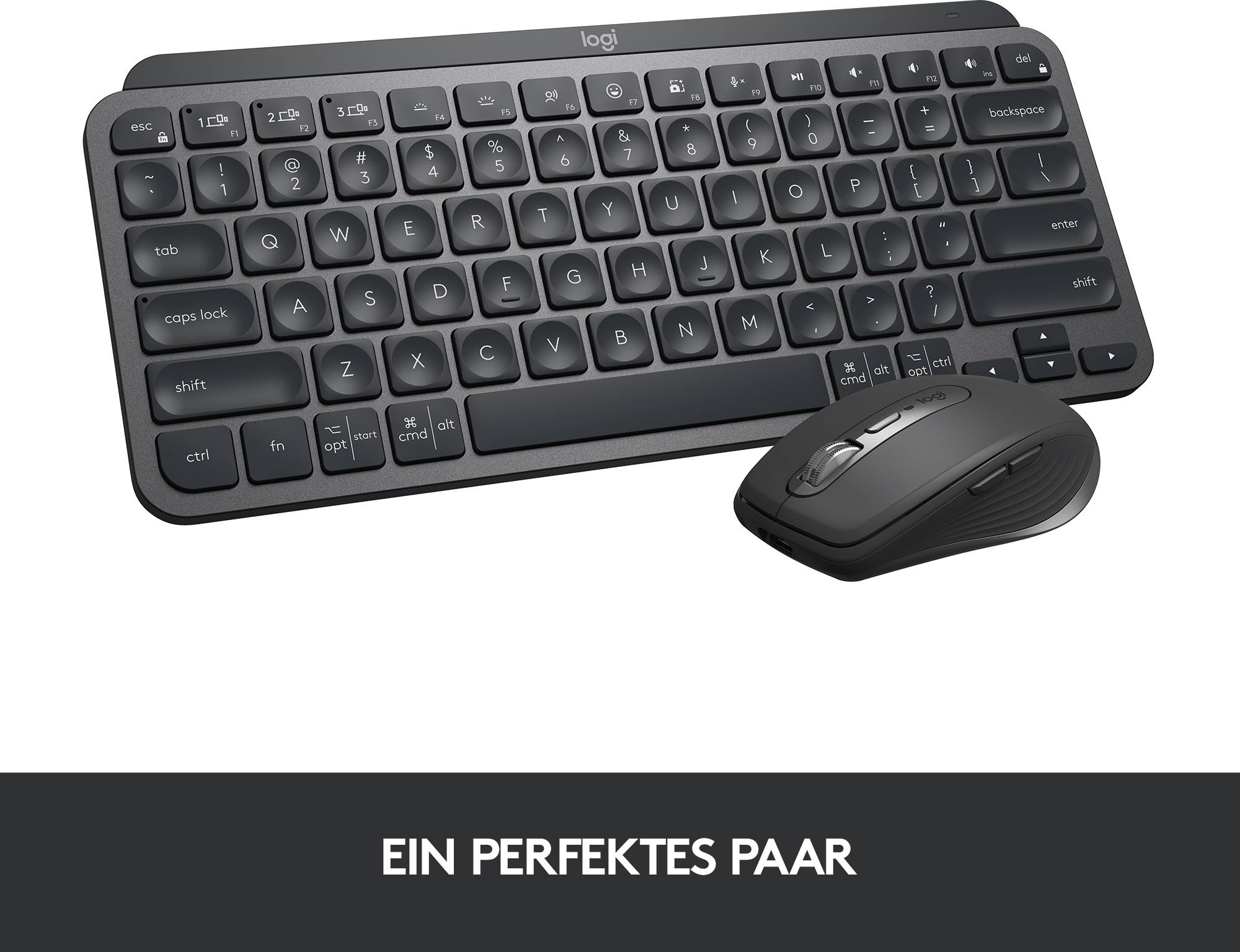 Logitech MX Keys Mini Bluetooth® Tastatur Deutsch, QWERTZ Graphit Beleuchtet, Geräuscharme Tasten, Multipair-Funktion