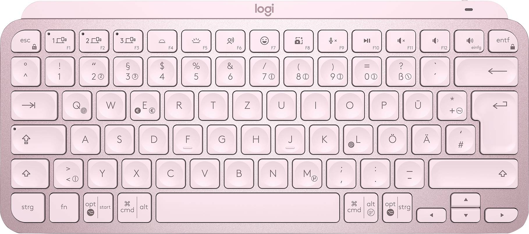 Logitech MX Keys Mini Bluetooth® Tastatur Deutsch, QWERTZ Rose Beleuchtet, Geräuscharme Tasten, Multipair-Funktion, Wiederaufladbar