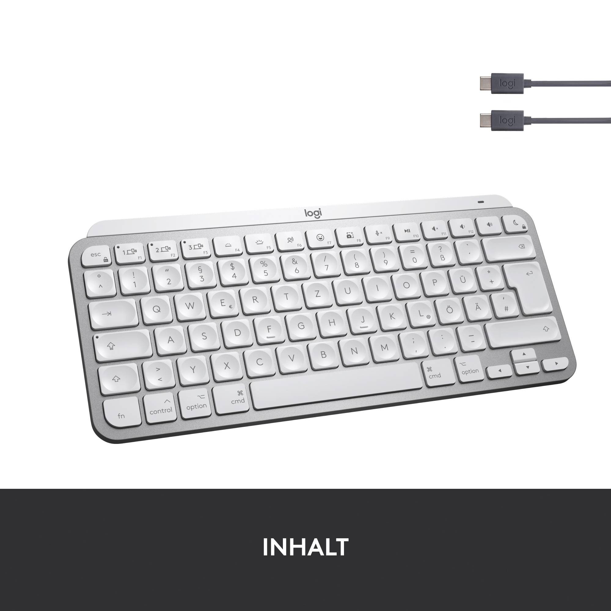 Logitech MX Keys mini for Mac Bluetooth® Tastatur Deutsch, QWERTZ, Mac Grau