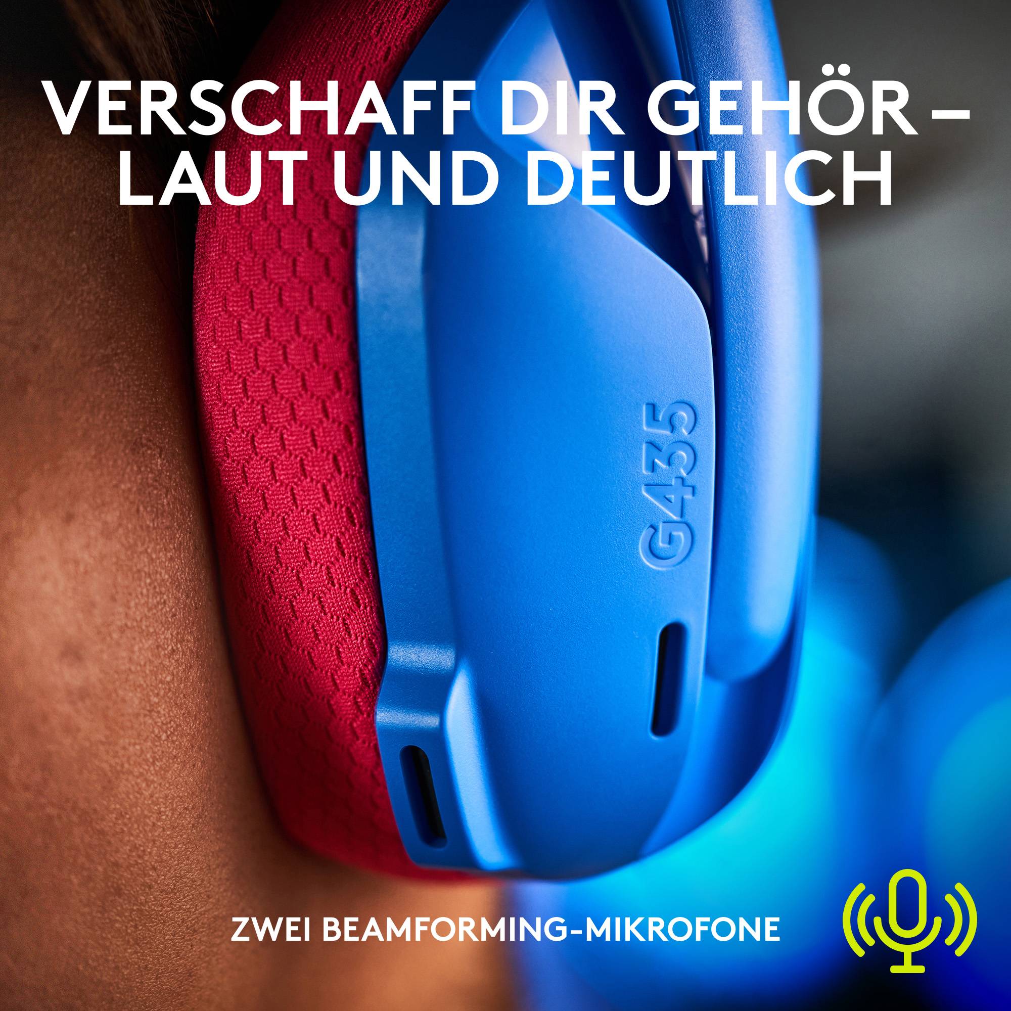 Logitech G435 LIGHTSPEED Over Ear Headset Bluetooth® Stereo Blau Lautstärkebegrenzung Gaming