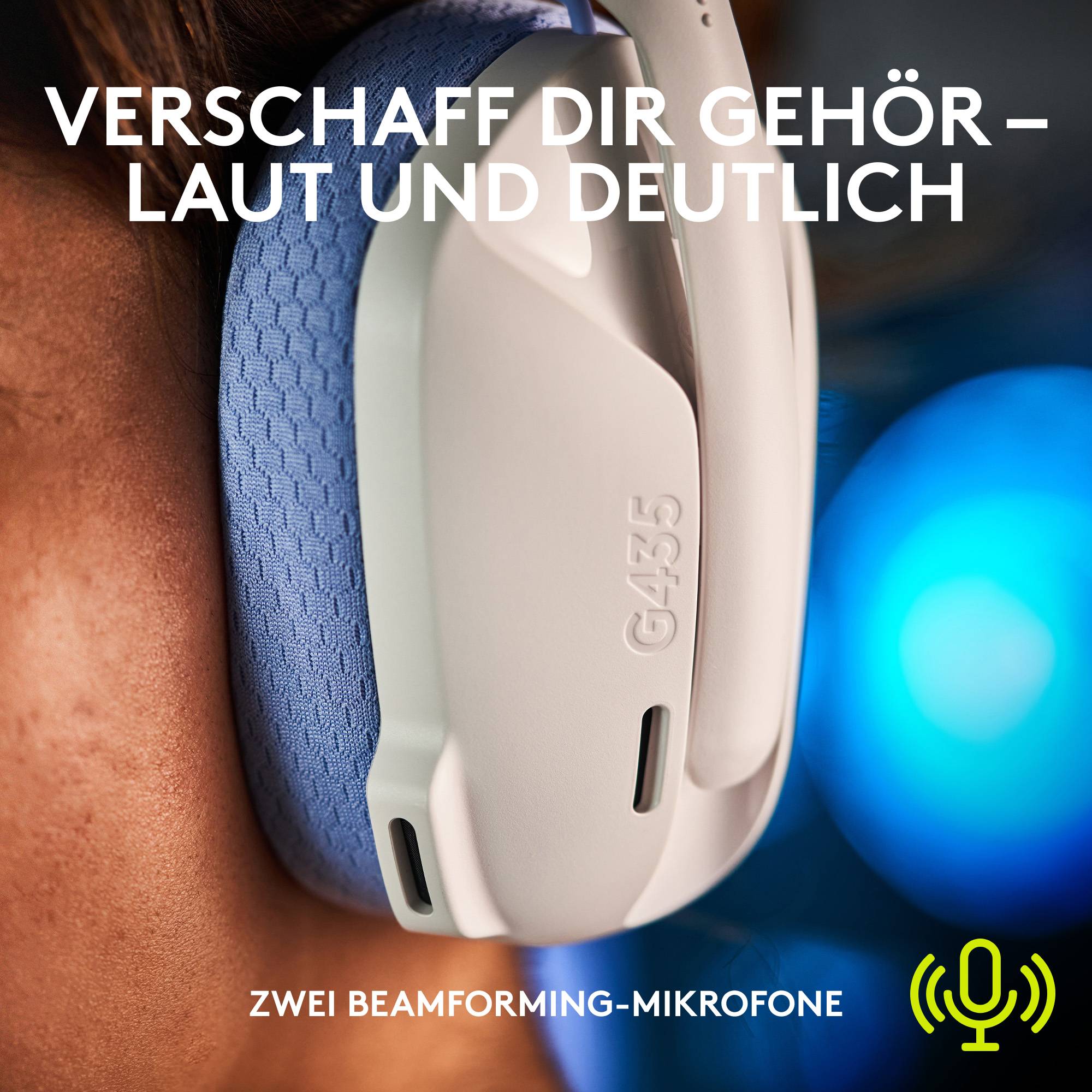 Logitech G435 LIGHTSPEED Gaming Over Ear Headset Bluetooth® Stereo Weiß Lautstärkebegrenzung