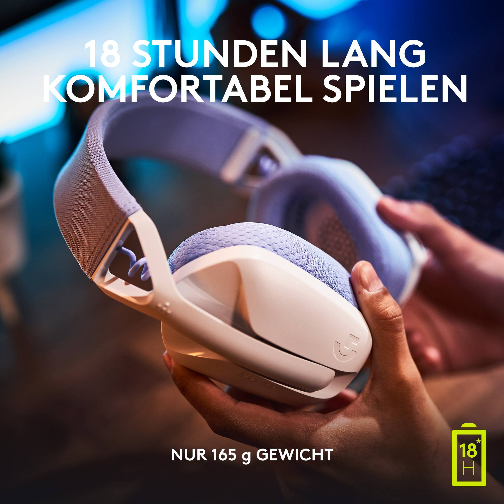 Logitech G435 LIGHTSPEED Gaming Over Ear Headset Bluetooth® Stereo Weiß Lautstärkebegrenzung