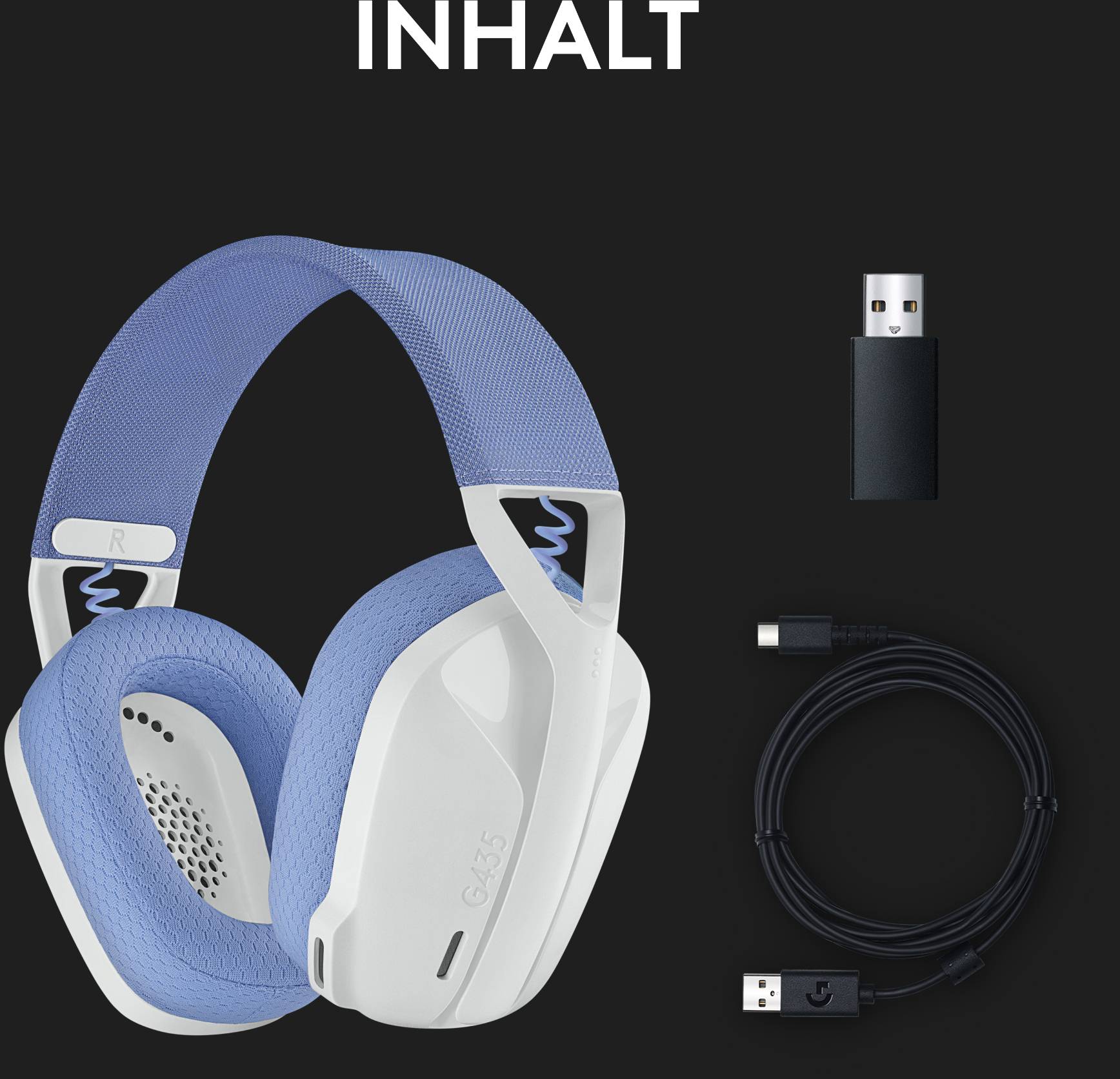 Logitech G435 LIGHTSPEED Gaming Over Ear Headset Bluetooth® Stereo Weiß Lautstärkebegrenzung