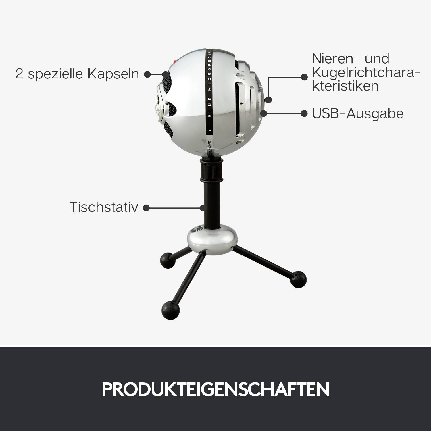 Blue Microphones Snowball Stand PC-Mikrofon Übertragungsart (Details):Kabelgebunden, USB Kabelgebun
