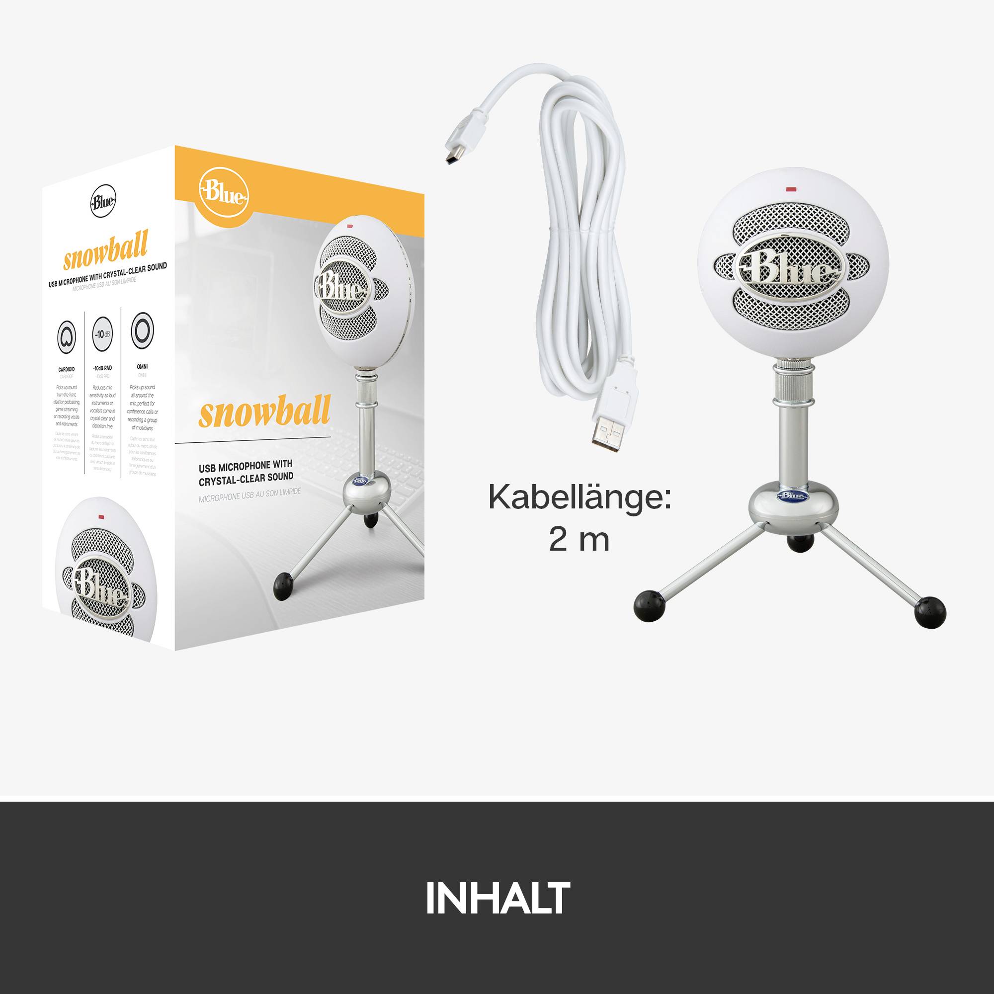 Blue Microphones Snowball Stand PC-Mikrofon Übertragungsart (Details):Kabelgebunden, USB Kabelgebunden, USB Weiß