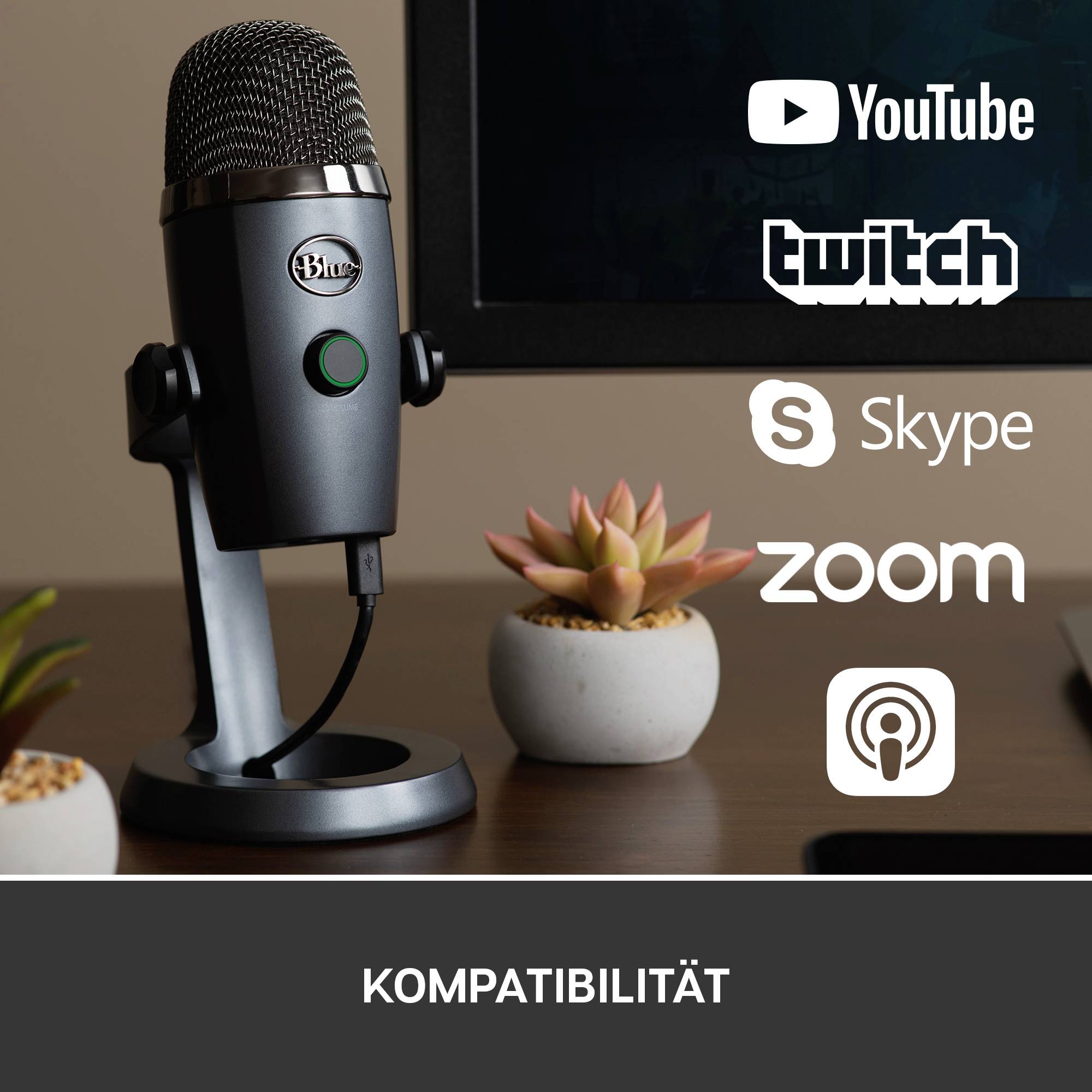 Blue Microphones Yeti Nano Stand PC-Mikrofon Übertragungsart (Details):Kabelgebunden, USB Kabelgebunden, USB Grau