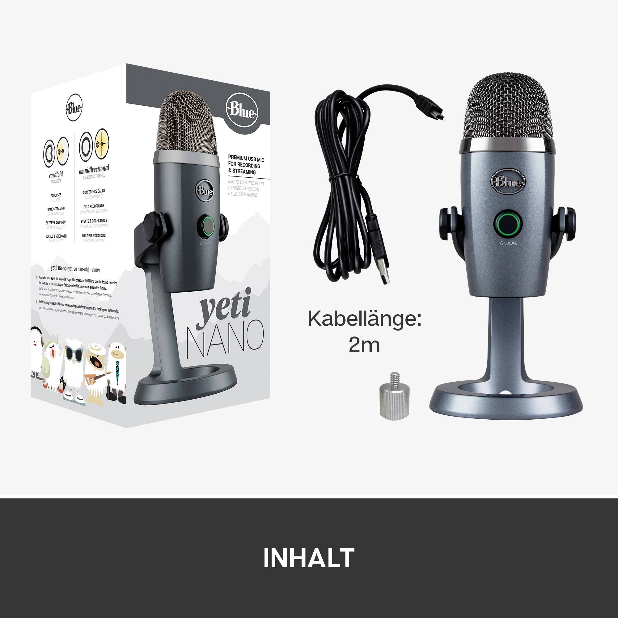 Stand PC-Mikrofon Blue Microphones Yeti Nano Übertragungsart (Details):Kabelgebunden, USB