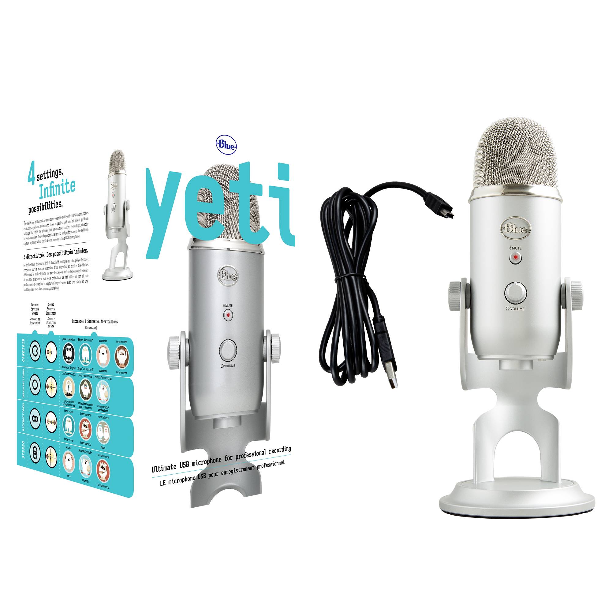 Blue Microphones Yeti Stand PC-Mikrofon Übertragungsart (Details):Kabelgebunden, USB Kabelgebunden, USB Silber