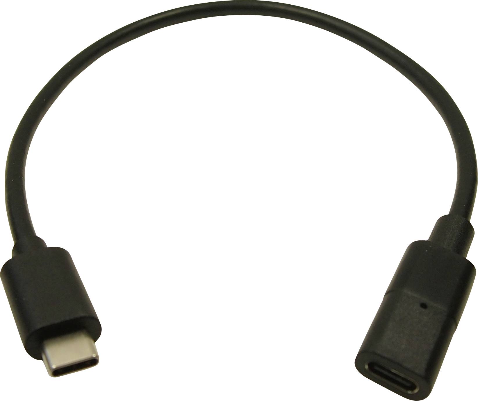 USB-C-Adapterkabel mit männlichem und weiblichem Anschluss, kurz, schwarz.