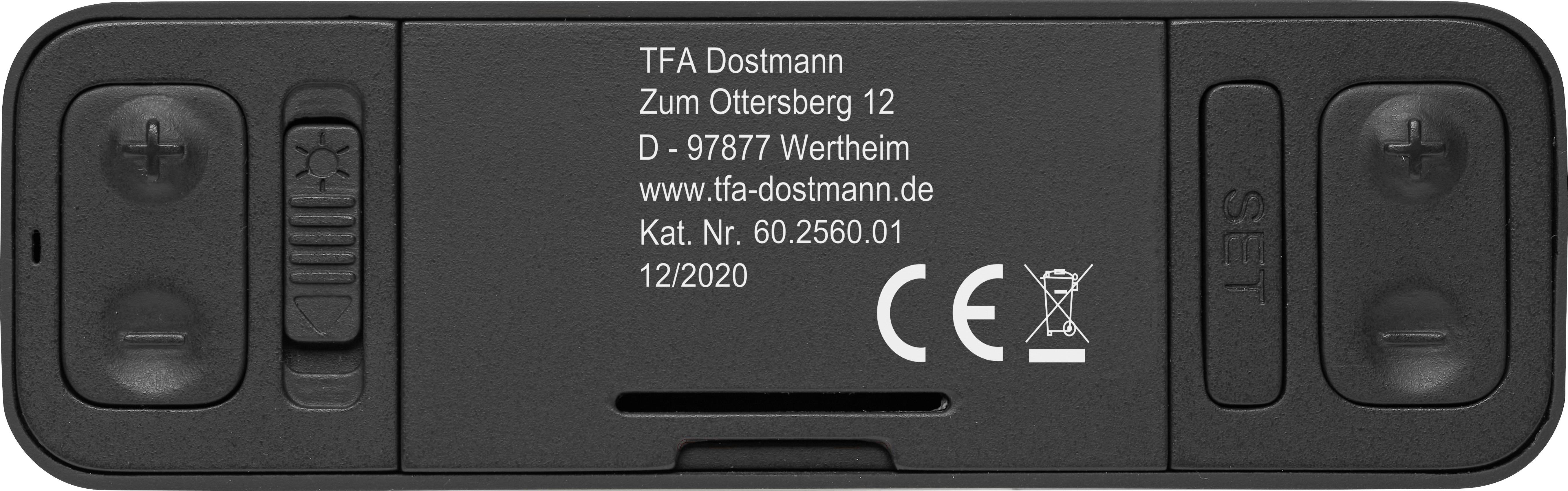 TFA Dostmann 60.2560.10 Funk Wecker Anthrazit Alarmzeiten 1
