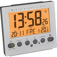 TFA Dostmann 60.2561.55 Funk Wecker Silber Alarmzeiten 1 TFA Dostmann 60.2561.55 Funk Wecker Silber Alarmzeiten 1