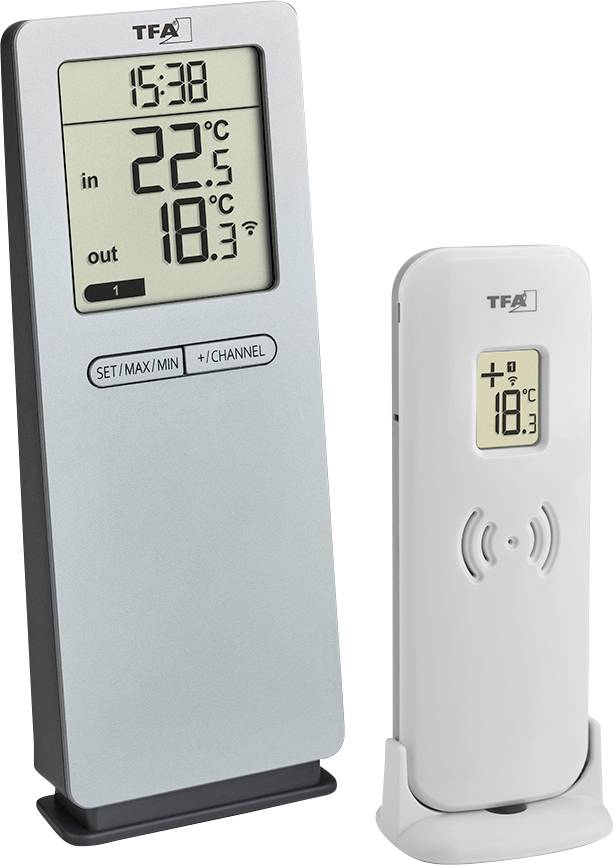 TFA Dostmann Funk-Thermometer LOGOneo Funk-Thermometer digital Silber 30.3071.54
