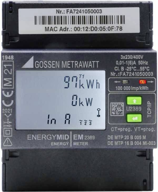 Gossen Metrawatt U2389-V047 U2389-V047 Drehstromzähler mit Wandleranschluss digital 5 A MID-konform