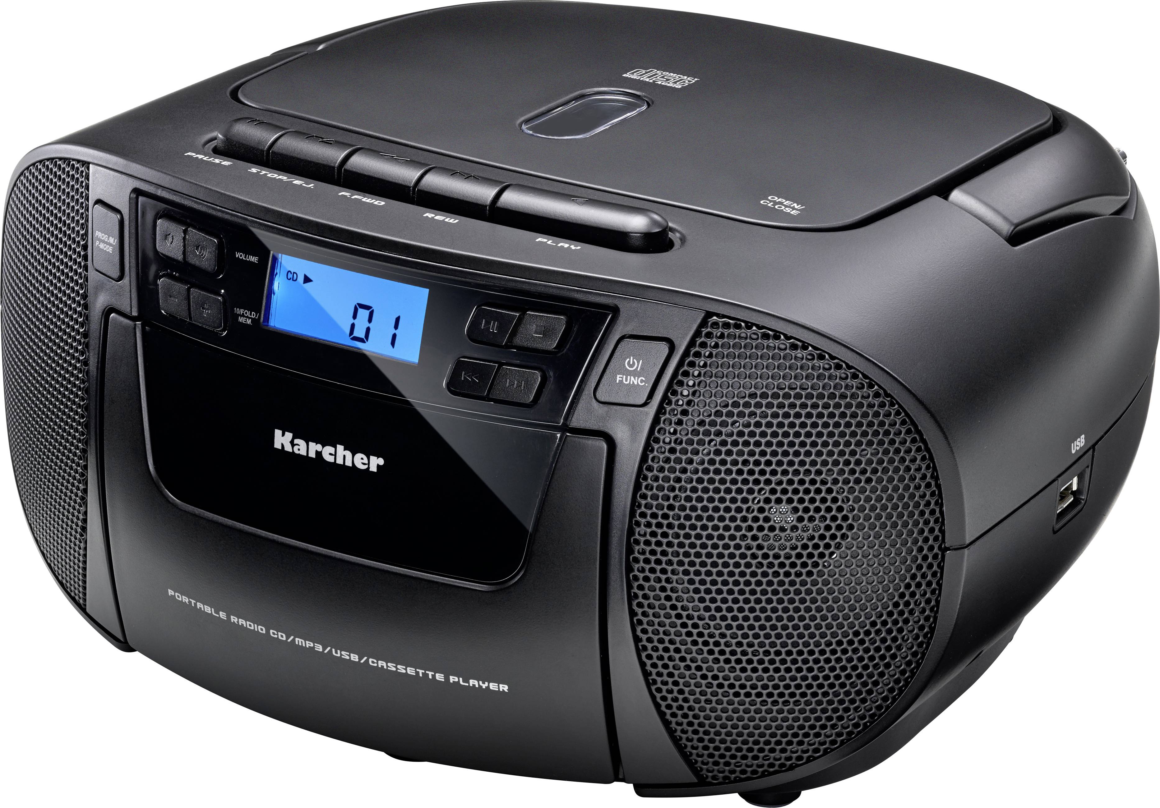 Karcher RR 5045 CD-Radio UKW AUX, CD, Kassette, UKW, USB Schwarz