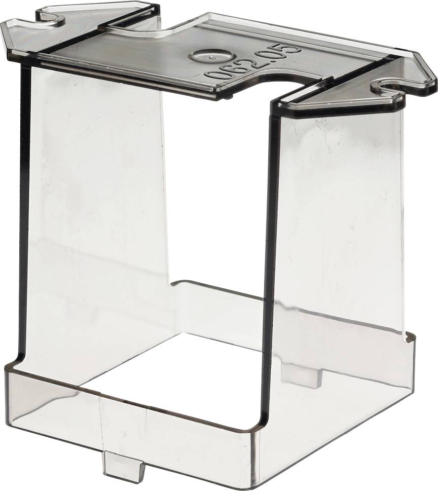 Eine transparente Schutzhülle für elektronische Geräte, rechteckig und aus Kunststoff, schützt vor Staub und Beschädigungen.