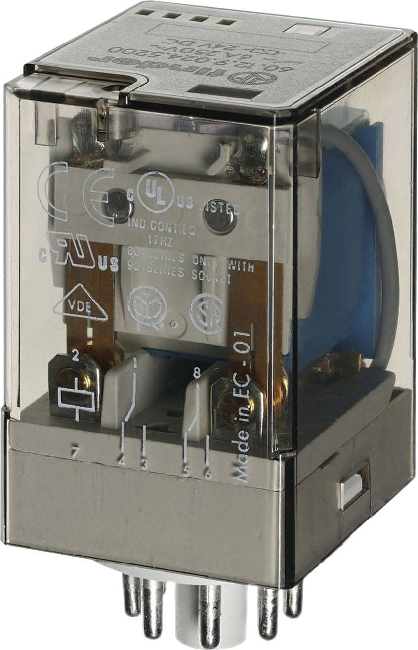 Finder 60.12.9.024.0074 Steckrelais 24 V/DC 10 A 2 Wechsler 1 St.