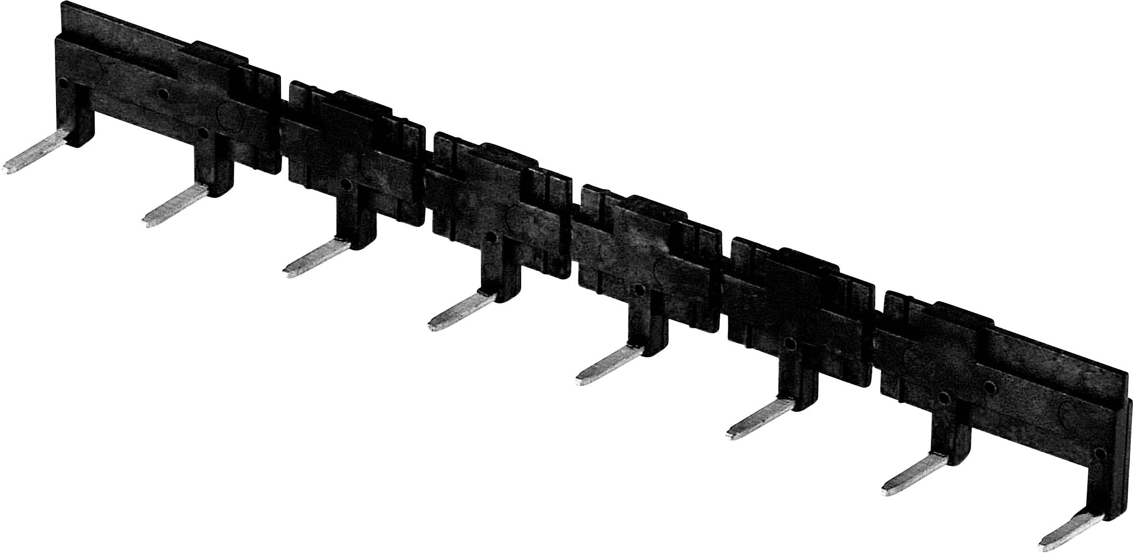Steckverbinderleiste mit sieben Metallschenkeln, schwarz, horizontal angeordnet. Verwendet zum elektrischen Verbinden mehrerer Komponenten.