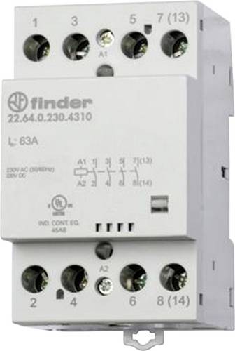 Finder 22 Series Contactor, 240 V ac Coil, 4-Pole, 63 A - Finder 22