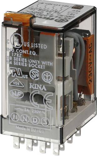 Finder 55.34.8.006.0040 Steckrelais 6 V/AC 7 A 4 Wechsler