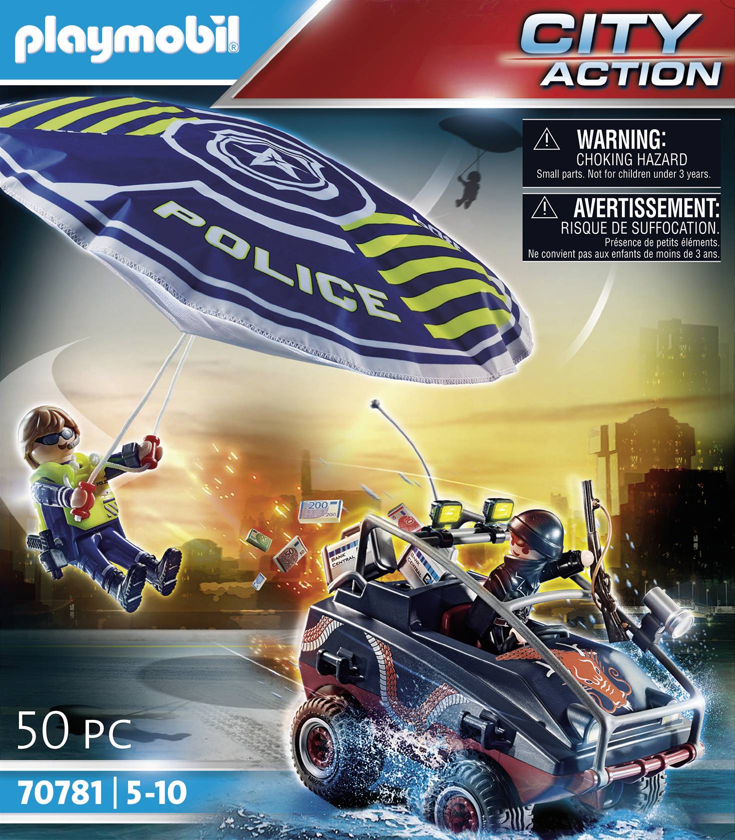 Playmobil® City Action Polizei-Fallschirm: Verfolgung des Amphibien-Fahrzeugs 70781