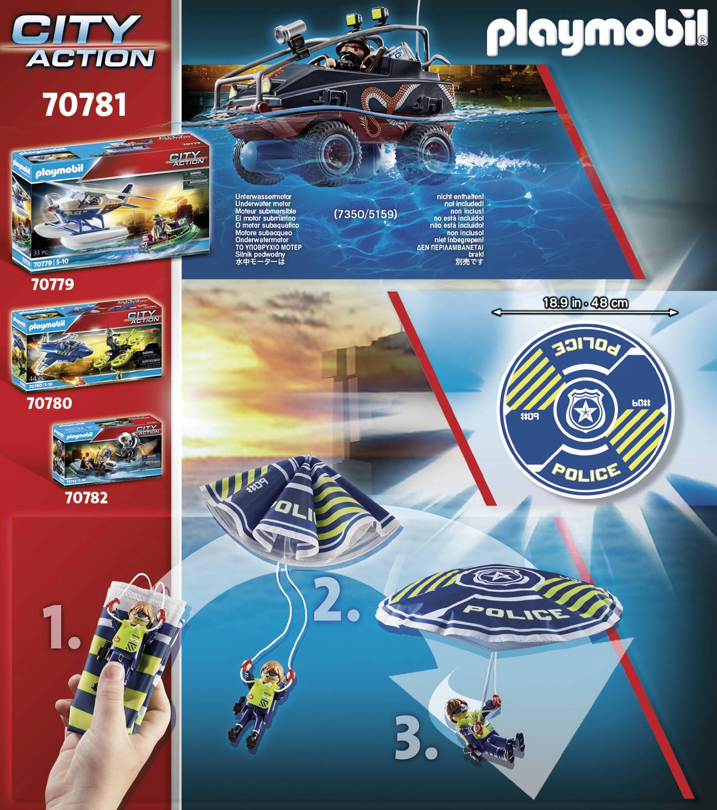 Playmobil® City Action Polizei-Fallschirm: Verfolgung des Amphibien-Fahrzeugs 70781
