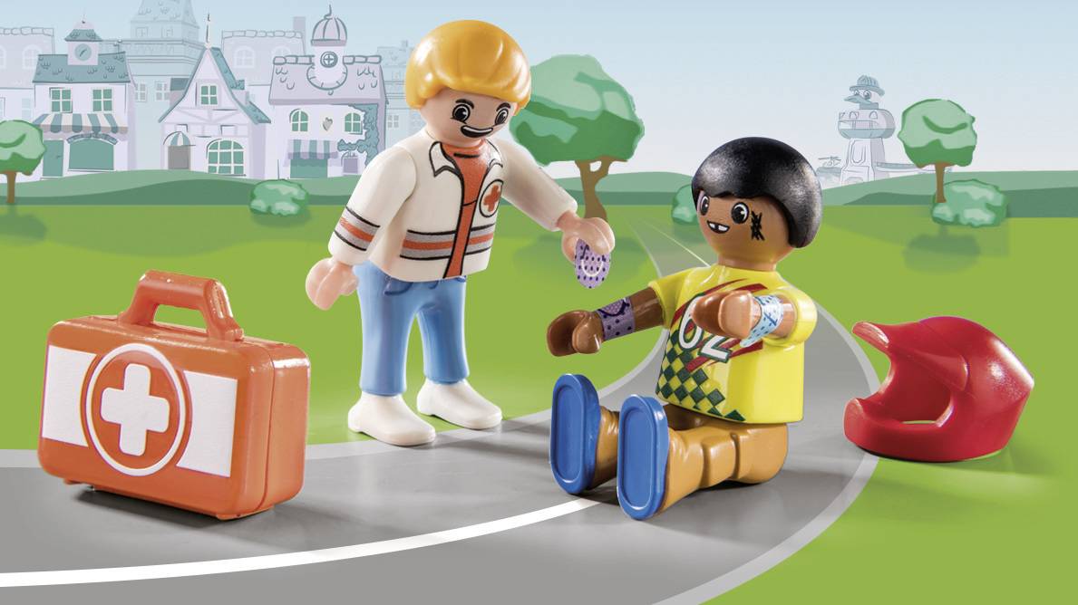 Playmobil® Duck on Call Notarzt Action. Helfe dem Rennfahrer! 70919