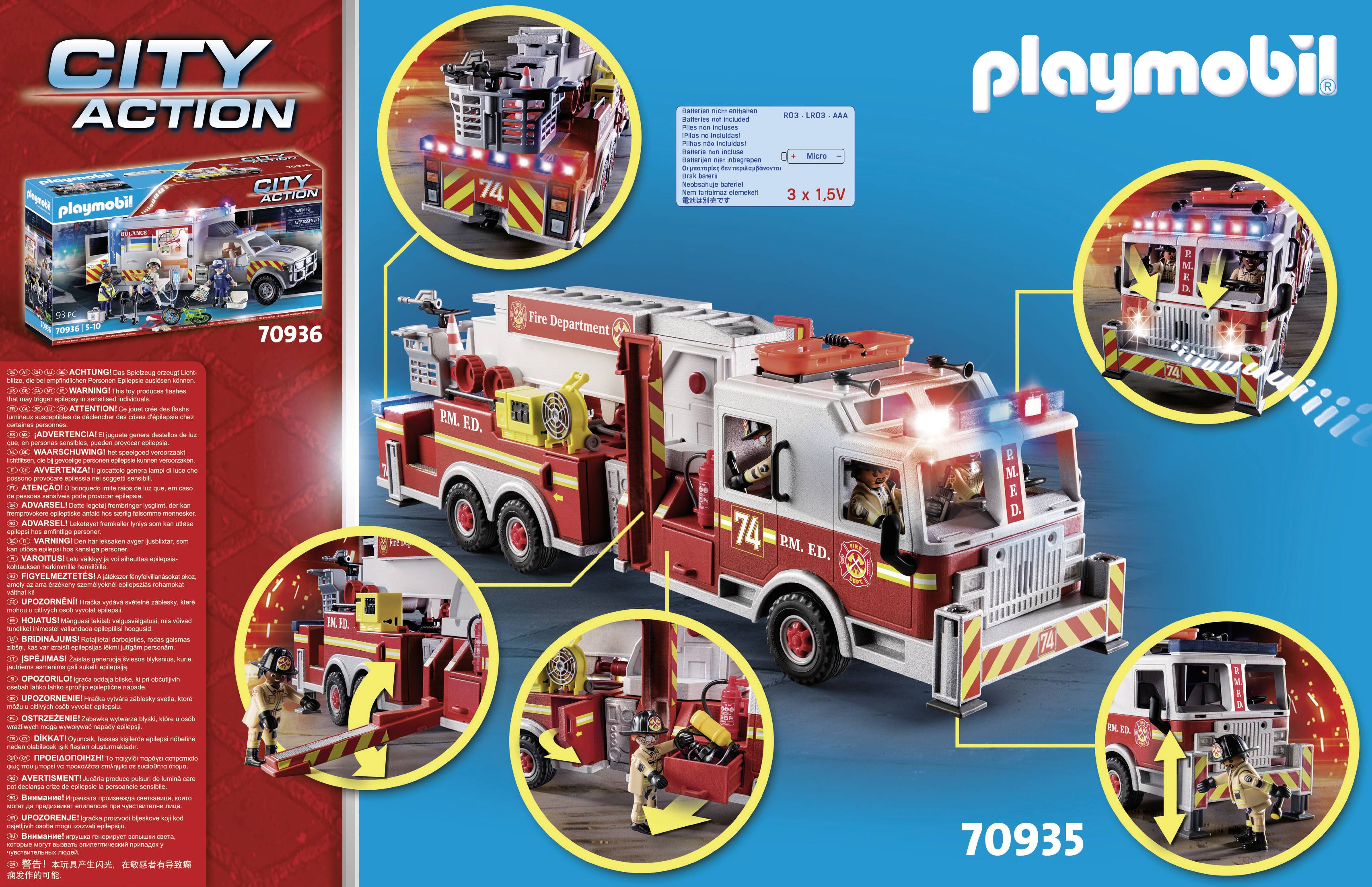 Playmobil® City Action Feuerwehr-Fahrzeug: US Tower Ladder 70935