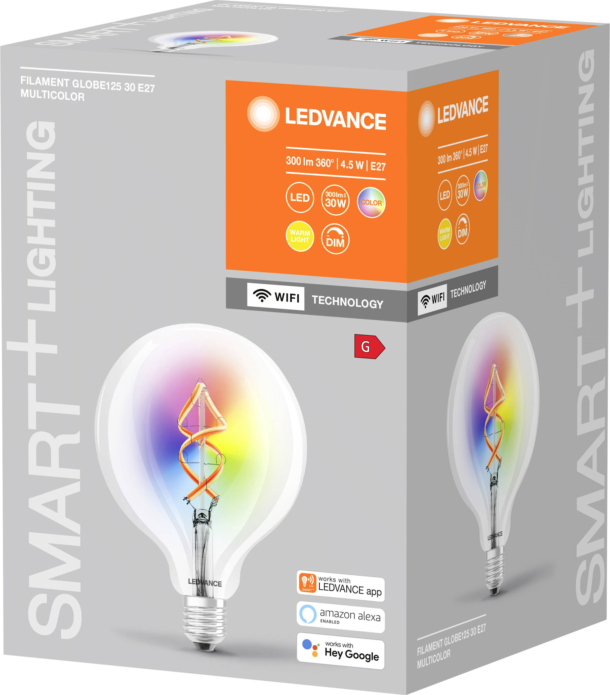 LEDVANCE LED-Leuchtmittel EEK: G (A - G) SMT WFG30D4,5W/827230VFILRGBWE274X1LEDV E27 4.5W Warmweiß