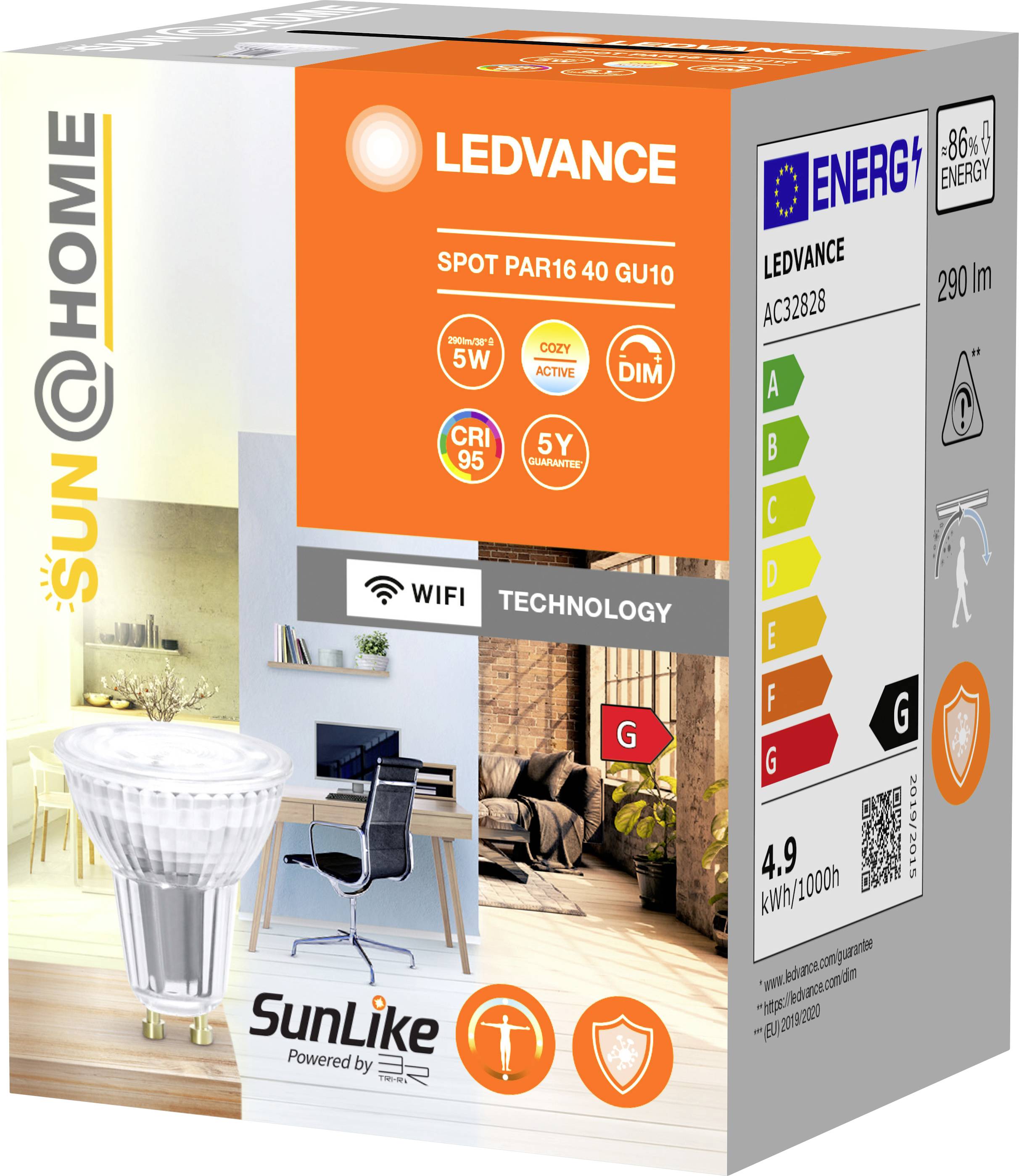 LEDVANCE LED-Leuchtmittel EEK: G (A - G) 4058075575776 GU10 4.9W Warmweiß bis Neutralweiß