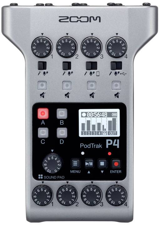Zoom PodTrak P4 Mobiler Audio-Recorder Silber