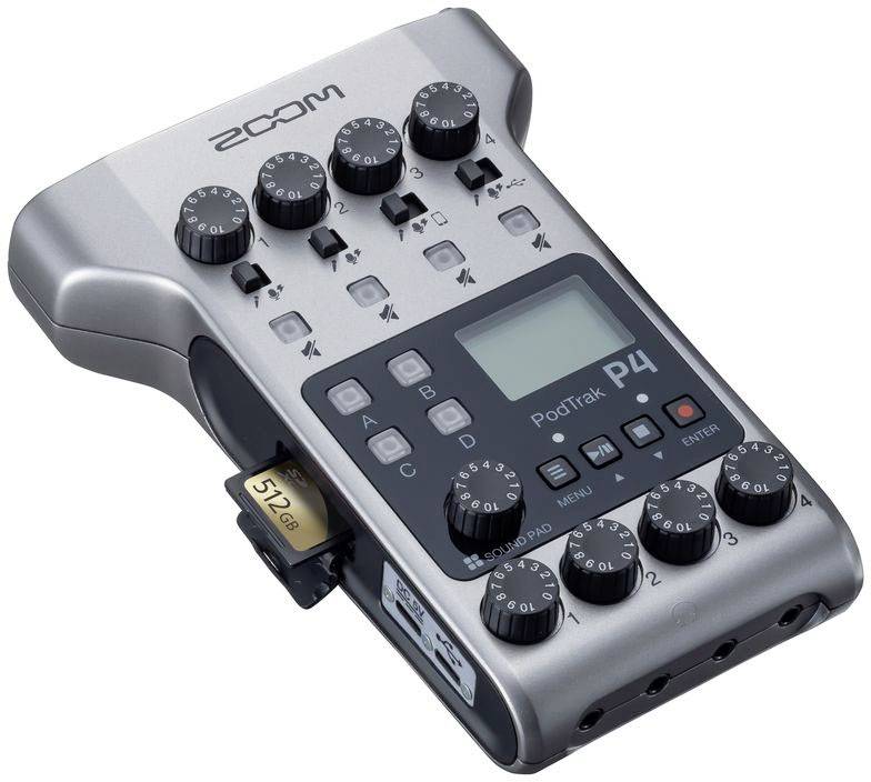 Zoom PodTrak P4 Mobiler Audio-Recorder Silber